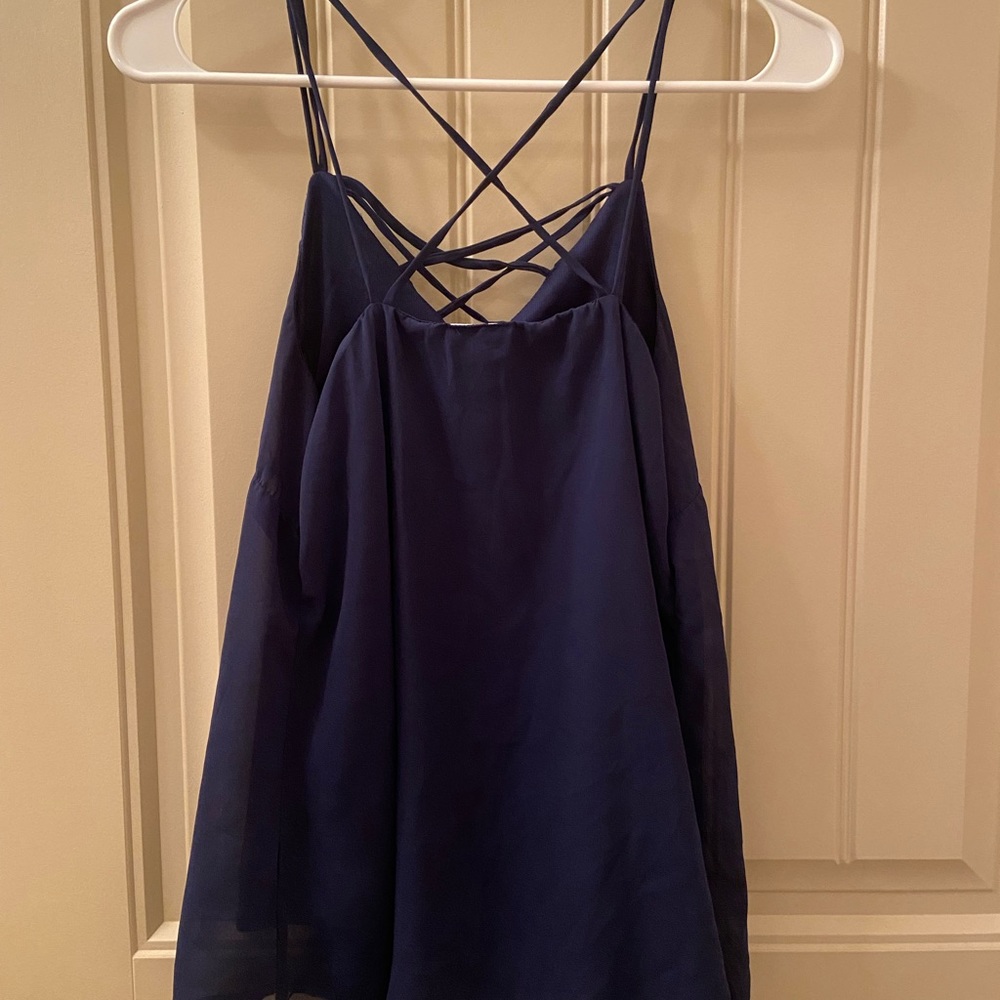 Navy blue crossed tank top